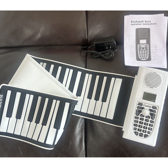 61 Keys Roll Up Soft Silicone Electronic Piano Keyboard Built-in Speaker - Picture 4 of 7